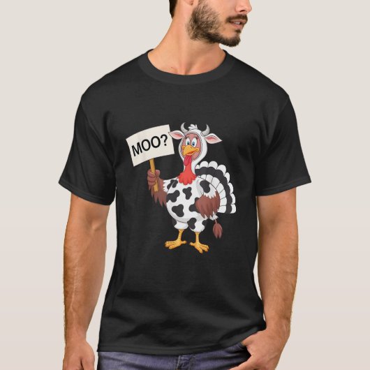 Funny Happy Thanksgiving Turkey Moo Cow Kostüm T-Shirt (Vorderseite)
