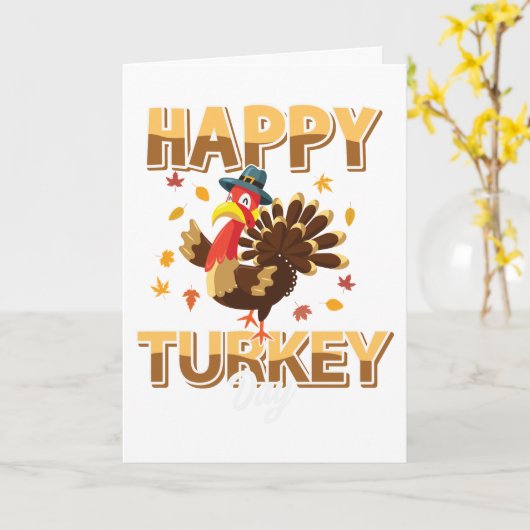 Funny Happy Turkey Erntedank Karte (Gelbe Blume)