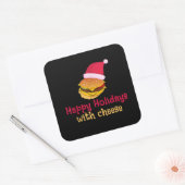 Funny Happy Urlaub mit Käse, Weihnachtskäse Quadratischer Aufkleber (Umschlag)