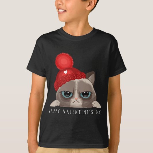 Funny Happy Valentine's Day Cat Liebe Herz Boys Gi T-Shirt (Vorderseite)