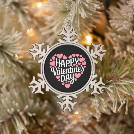 Funny Happy Valentines Day Herzlich Liebe Schneeflocken Zinn-Ornament (Baum)