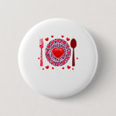 Funny Happy Valentines Day Lunch Lady Leopard Hea  Button (Vorderseite)