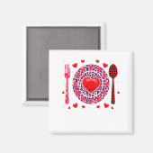 Funny Happy Valentines Day Lunch Lady Leopard Hea Magnet (Vorderseite/Rückseite)
