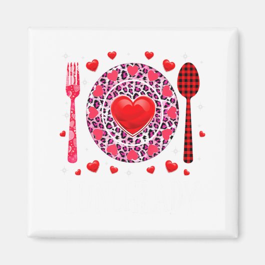 Funny Happy Valentines Day Lunch Lady Leopard Hea Magnet (Vorne)