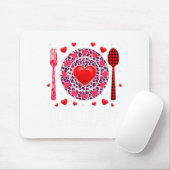 Funny Happy Valentines Day Lunch Lady Leopard Hea  Mousepad (Mit Mouse)