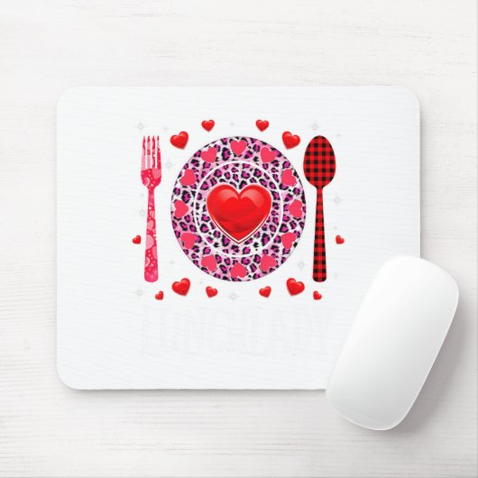 Funny Happy Valentines Day Lunch Lady Leopard Hea Mousepad (Mit Mouse)