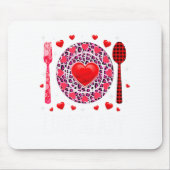 Funny Happy Valentines Day Lunch Lady Leopard Hea Mousepad (Vorne)