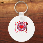 Funny Happy Valentines Day Lunch Lady Leopard Hea Schlüsselanhänger (Vorderseite)