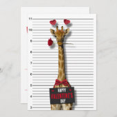Funny Happy Valentine's Day Mugshot Guilty Giraffe Einladung (Vorne/Hinten)