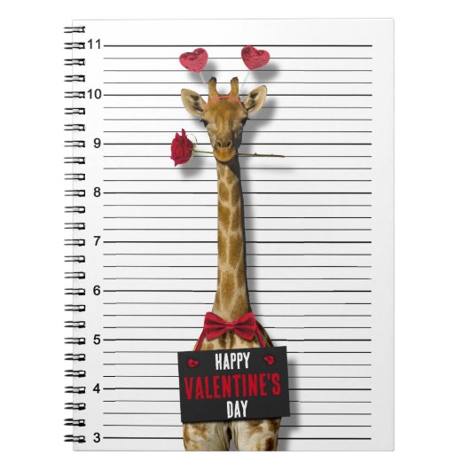 Funny Happy Valentine's Day Mugshot Guilty Giraffe Notizblock (Vorderseite)
