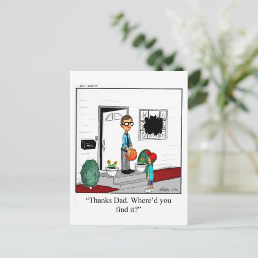 Funny Happy Vatertag Postkarte (Stehend Vorderseite)