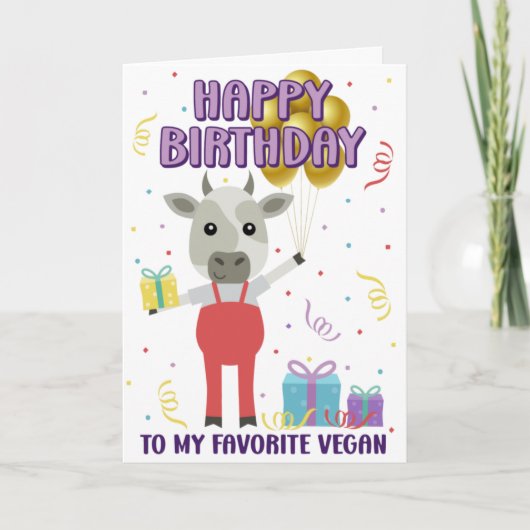Funny Happy Vegan Birthday Card Karte (Vorderseite)