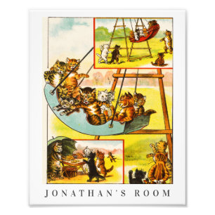 Funny Happy Vintag Cats Kätzchen Kinder Zimmerdeko Fotodruck