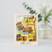 Funny Happy Vintag Cats Kittens Spielplatz Hallo Postkarte (Stehend Vorderseite)