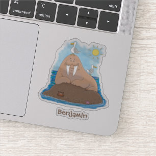 Funny happy walrus Cartoon Illustration Aufkleber