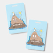 Funny happy walrus Cartoon Illustration Ausweis (Vorder- & Rückseite)