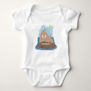 Funny happy walrus Cartoon Illustration Baby Strampler