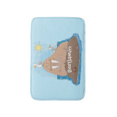 Funny happy walrus Cartoon Illustration Badematte (Vorderseite Vertikal)