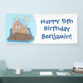 Funny happy walrus Cartoon Illustration Banner (Messe)