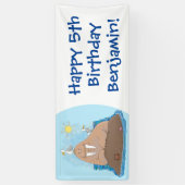 Funny happy walrus Cartoon Illustration Banner (Vertikal)