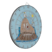 Funny happy walrus Cartoon Illustration Dartscheibe (Vorderseite Links)