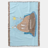 Funny happy walrus Cartoon Illustration Decke (Vorderseite Vertikal)