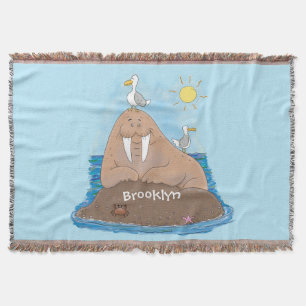 Funny happy walrus Cartoon Illustration Decke