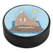 Funny happy walrus Cartoon Illustration Eishockey Puck (3/4)