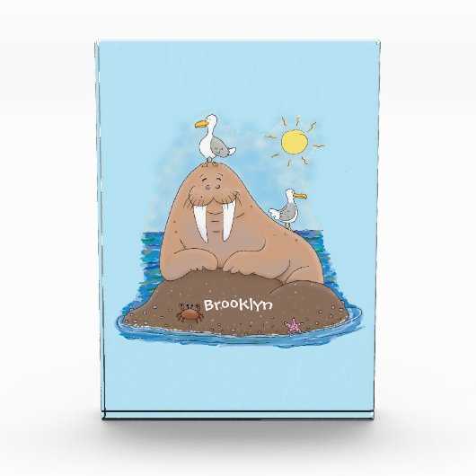 Funny happy walrus Cartoon Illustration Fotoblock (Vorderseite)
