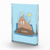 Funny happy walrus Cartoon Illustration Fotoblock (Rechts)