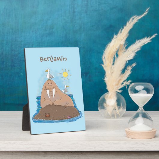 Funny happy walrus Cartoon Illustration Fotoplatte (Seite)