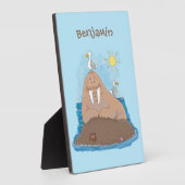 Funny happy walrus Cartoon Illustration Fotoplatte (Seite)