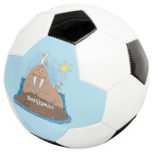 Funny happy walrus Cartoon Illustration Fußball (Dreiviertel)