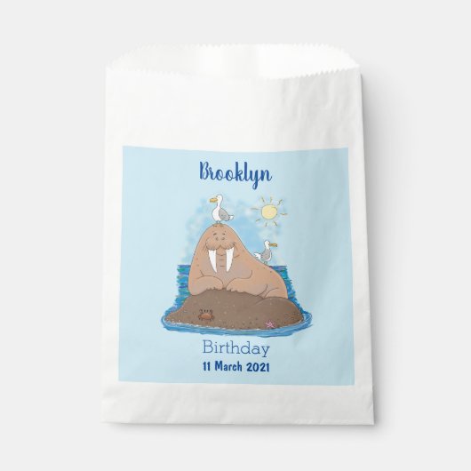 Funny happy walrus Cartoon Illustration Geschenktütchen (Vorderseite)