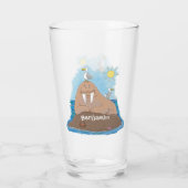 Funny happy walrus Cartoon Illustration Glas (Rückseite)
