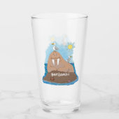 Funny happy walrus Cartoon Illustration Glas (Vorderseite)