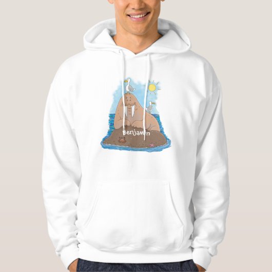 Funny happy walrus Cartoon Illustration Hoodie (Vorderseite)