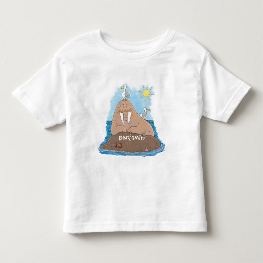 Funny happy walrus Cartoon Illustration Kleinkind T-shirt (Vorderseite)