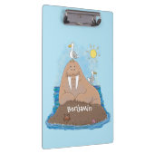 Funny happy walrus Cartoon Illustration Klemmbrett (Rechts)