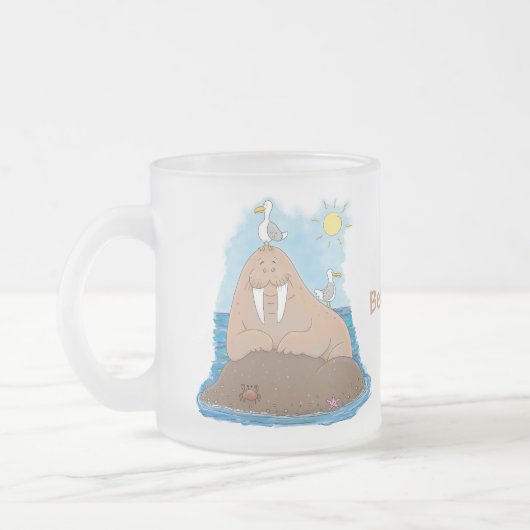 Funny happy walrus Cartoon Illustration Mattglastasse (Links)