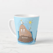 Funny happy walrus Cartoon Illustration Milchtasse (Linke Ecke)