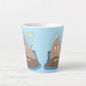 Funny happy walrus Cartoon Illustration Milchtasse (Vorderseite)