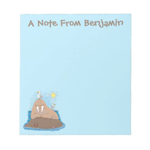 Funny happy walrus Cartoon Illustration Notizblock