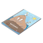 Funny happy walrus Cartoon Illustration Notizblock (Linke Seite)