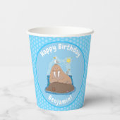 Funny happy walrus Cartoon Illustration Pappbecher (Rückseite)