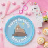 Funny happy walrus Cartoon Illustration Pappteller (Party)