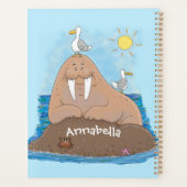 Funny happy walrus Cartoon Illustration Planer (Rückseite)