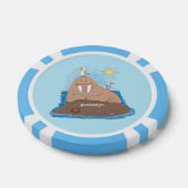 Funny happy walrus Cartoon Illustration Pokerchips (Einzeln)