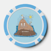 Funny happy walrus Cartoon Illustration Pokerchips (Rückseite)