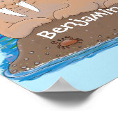 Funny happy walrus Cartoon Illustration Poster (Ecke)